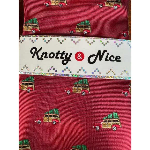 Knotty and Nice Woody Van Christmas Tie OS Red Christmas Polyester - Picture 7 of 16
